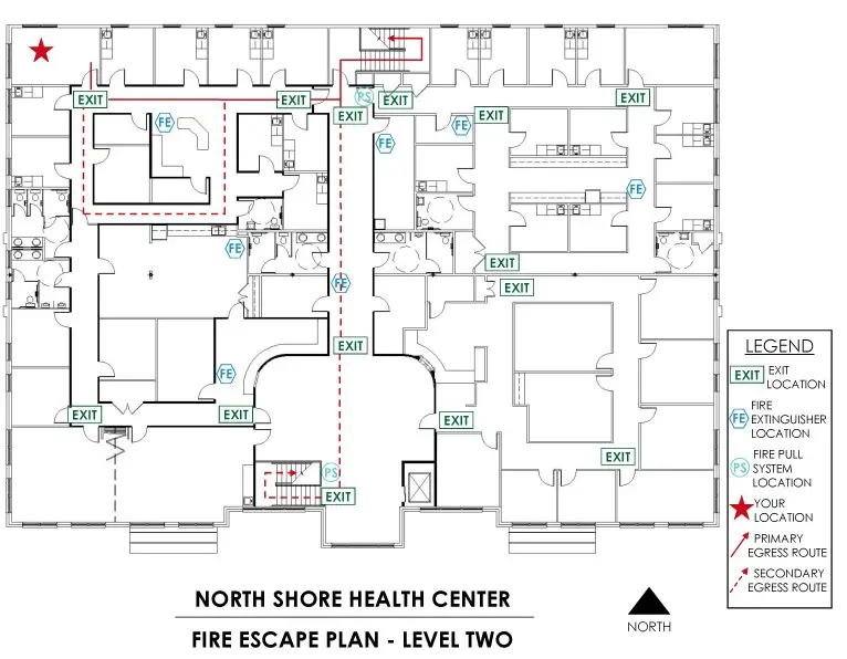 North Shore Health Center Plan of Egress 2nd level